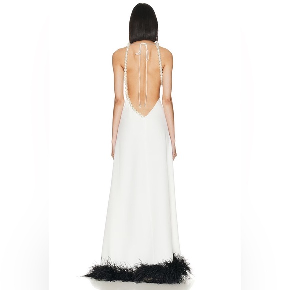 PatBo Halterneck Feather Trim Gown - Picture 5 of 13